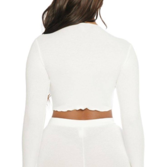 NAKED WARDROBE Ribbed Down Crop Top - Picture 3 of 5